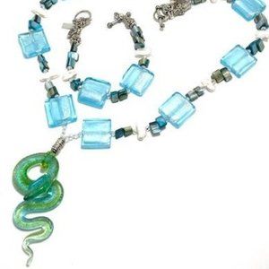 Handmade Jewelry Set by Surdigirl - Art Glass Serpent, Glass